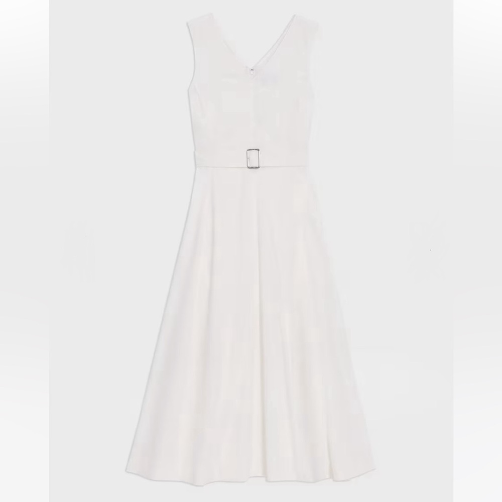 Theory V-Neck Volume Dress in Good Linen